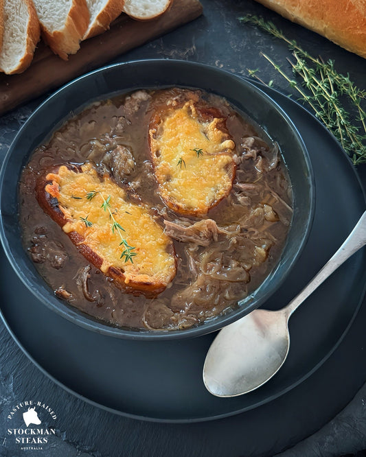 Beef short ribs french onion soup