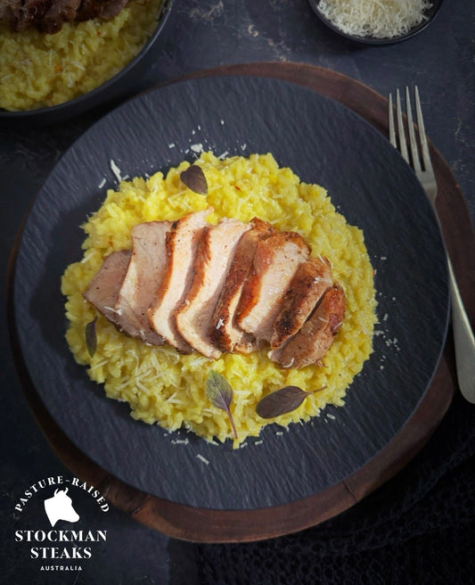 Golden Saffron Risotto with Pork Medallions