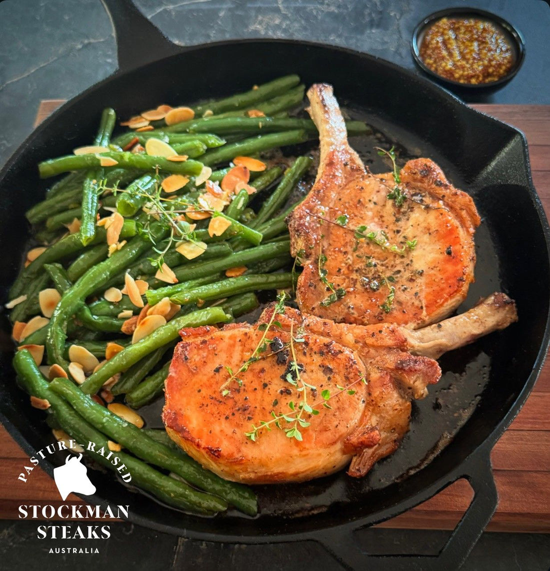 Pork Loin Cutlets With Garlic Beans