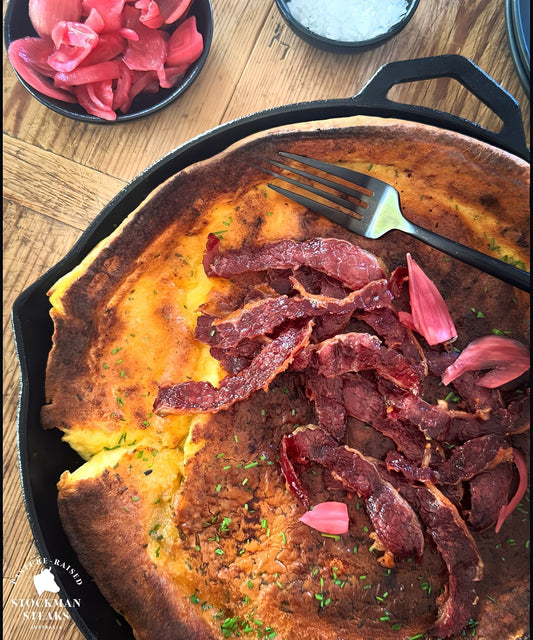 Savoury pancake with beef bacon