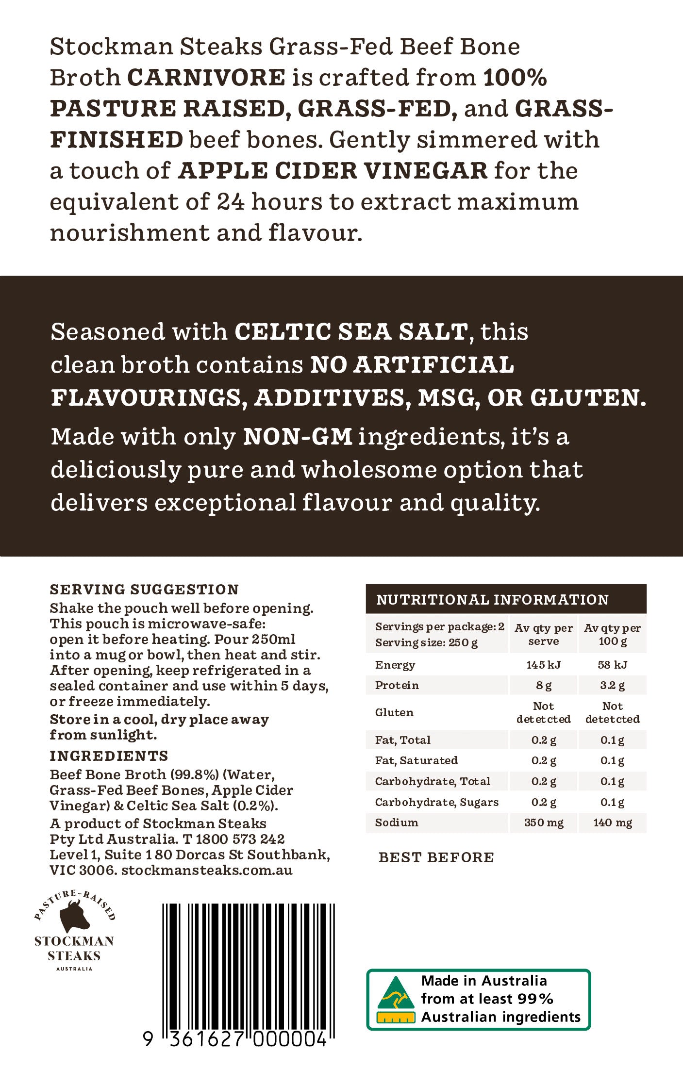 Carton of 8 Beef Bone Broths - Back image