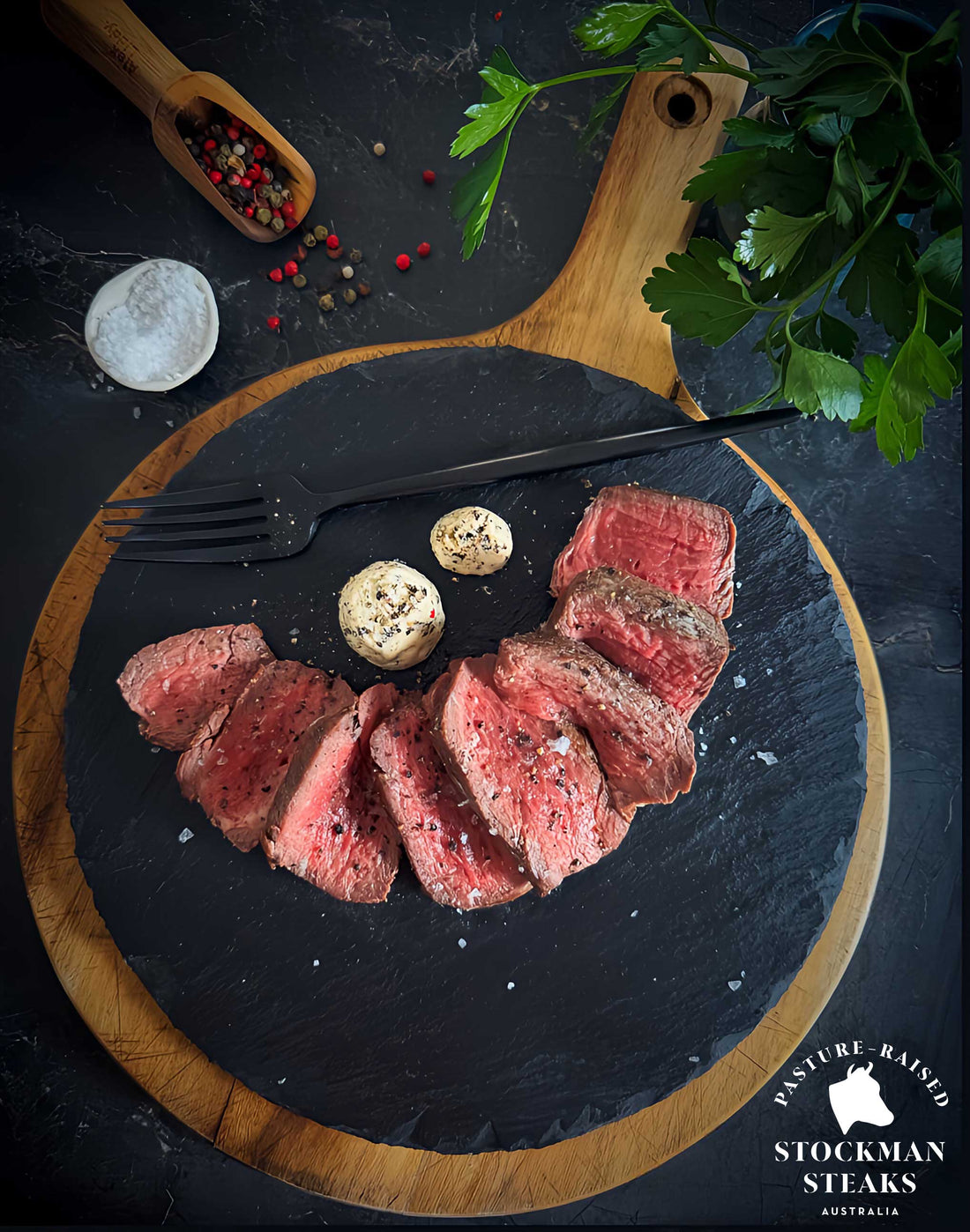 Eye fillet with whipped pepper butter