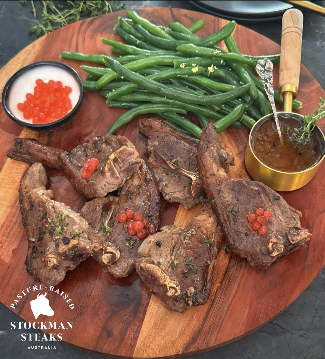 Lamb midloin chops with mustard thyme gravy