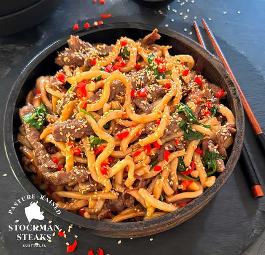 Beef sesame noodles